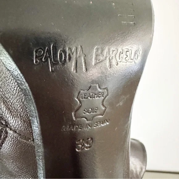 Paloma Barcelo Black Leather Colorful Heel Ankle Buckle Contemporary Boots 39 - Picture 9 of 11